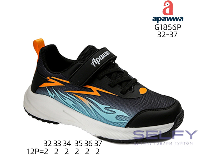 Кроссовки детские Apawwa G1856P black-orange 32-37, Фото 1