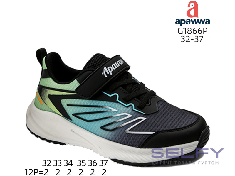 Кросівки дитячі Apawwa G1866P black-green 32-37, Фото 1
