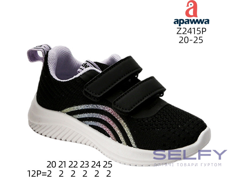 Кросівки дитячі Apawwa Z2415P black-purple 20-25, Фото 1