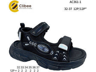 Босоніжки дитячі Clibee AC361-1 black-silver 32-37