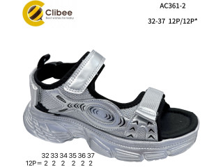 Босоніжки дитячі Clibee AC361-2 silver-black 32-37