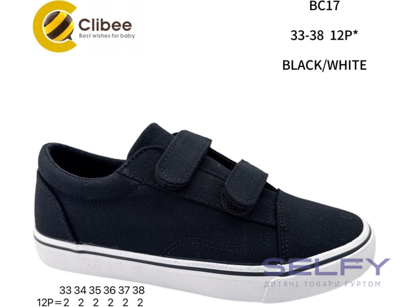 Кеды детские Clibee BC17 black-white 33-38, Фото 1