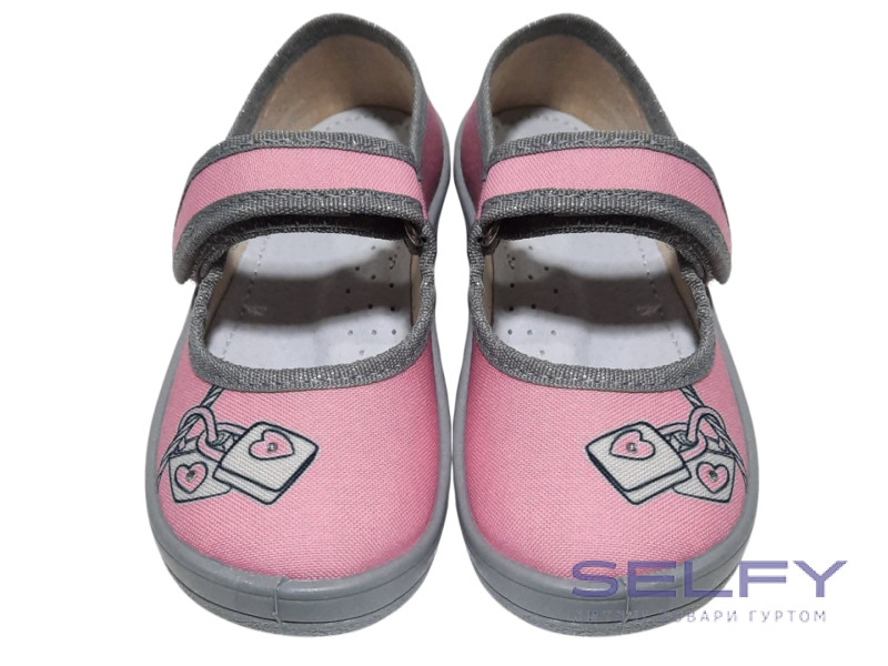 Аліна 24-30 рожева, сіра підошва, сердечні замочки, Фото 3