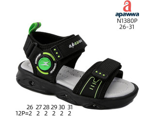 Босоніжки дитячі Apawwa N1380P black-green LED 26-31 УЦІНКА