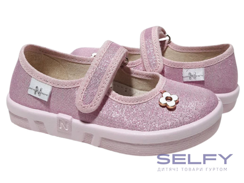 Ketty 26-32 розовая, розовая подошва, брошь цветок, Фото 1