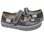 Ketty 26-32 сіра, сіра підошва, брошка квітка