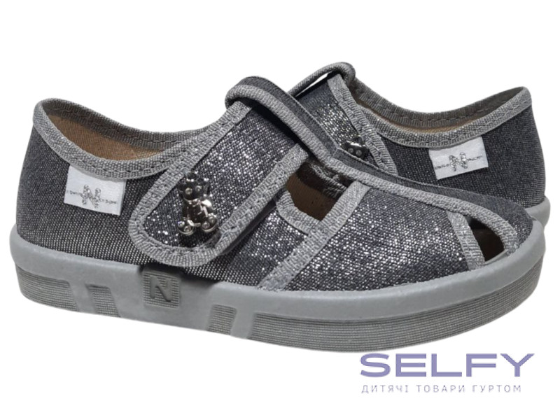 Merlin 26-32 серая, серая подошва, брошь мишка, Фото 1