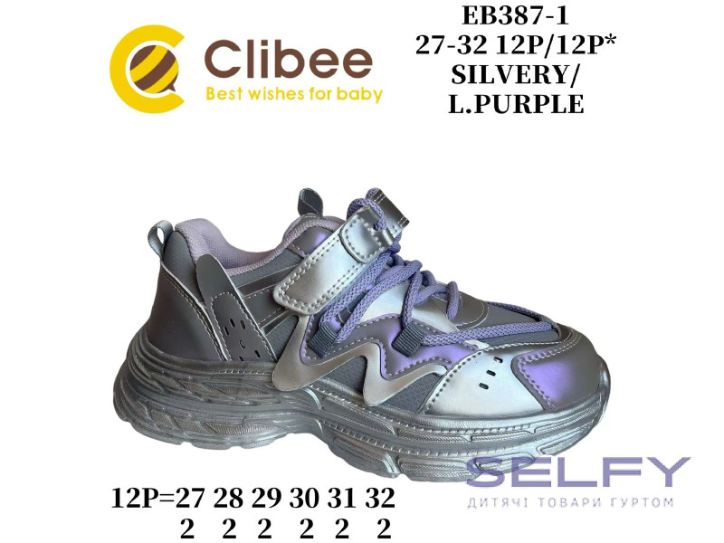 Кросівки дитячі Clibee EB387 silvery-l.purple 27-32, Фото 1