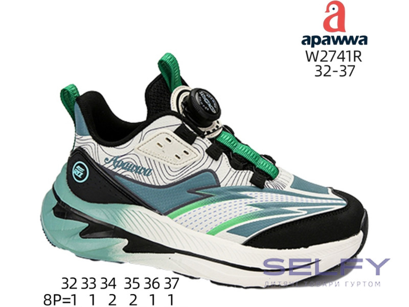 Кроссовки детские Apawwa W2741R black-green 32-37, Фото 1