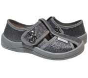 Маша 25-29 сіра, сіра підошва, брошка котик Маша 25-29 сіра, сіра підошва, брошка котик