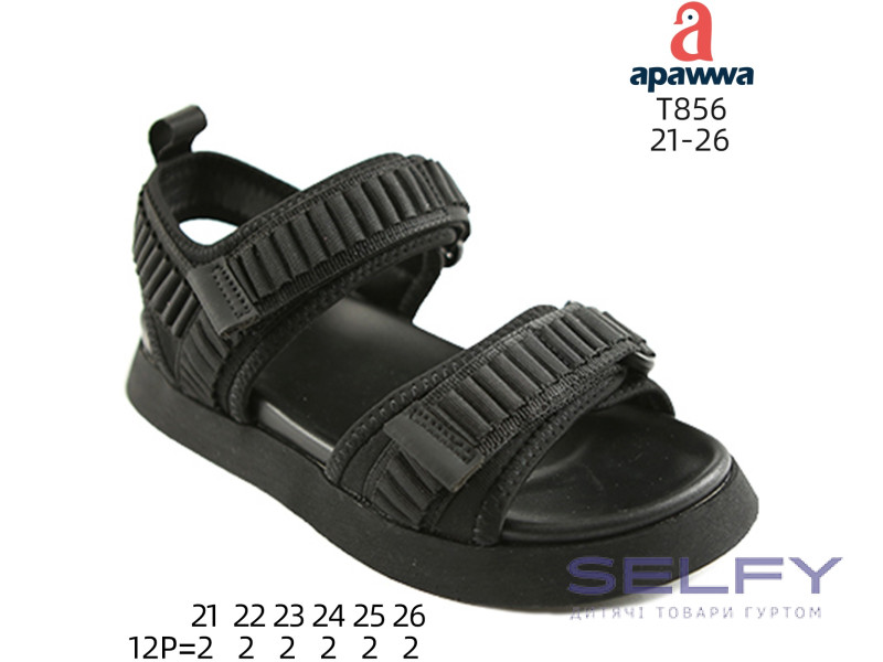 Босоніжки дитячі Apawwa T856 black 21-26 по-розмірно, Фото 1
