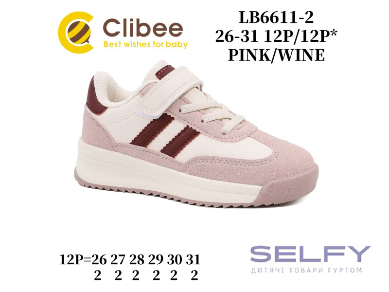 Кросівки дитячі Clibee LB6611-2 pink-wine 26-31, Фото 1
