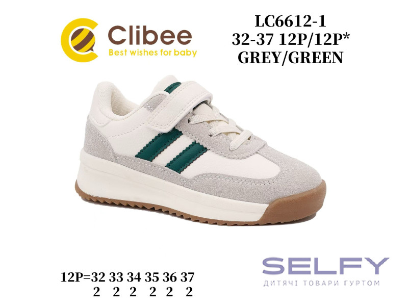 Кроссовки детские Clibee LC6612-1 grey-green 32-37, Фото 1