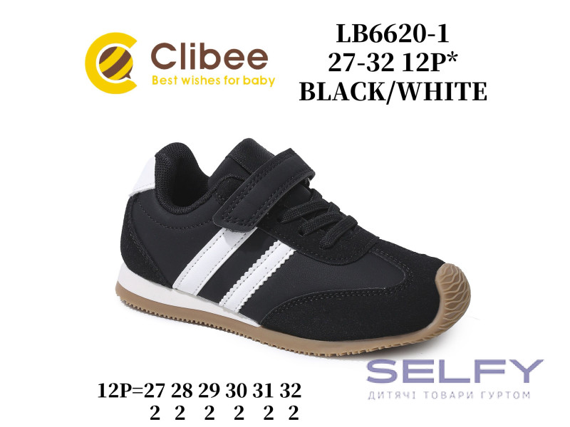 Кросівки дитячі Clibee LB6620 black-white 27-32, Фото 1