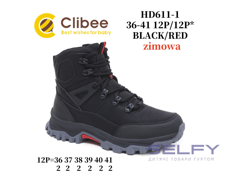 Черевики зимові Clibee HD611 black/red 36-41, Фото 1