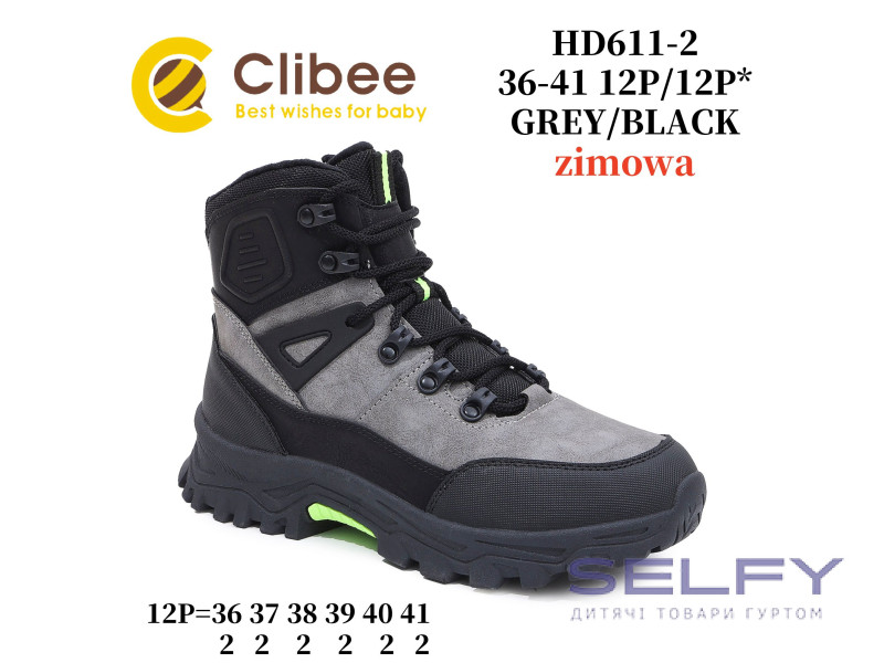 Черевики зимові Clibee HD611-2 grey-black 36-41, Фото 1