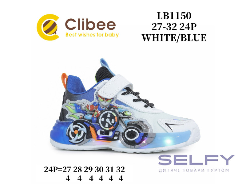 Кроссовки детские Clibee LB1150 white-blue 27-32, Фото 1
