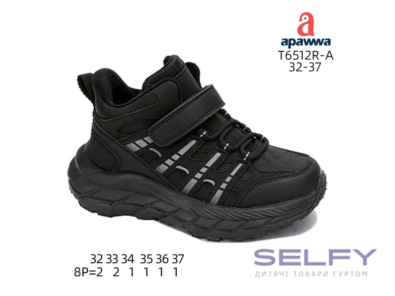 Хайтопи дитячі Apawwa T6512R-A black 32-37, Фото 1
