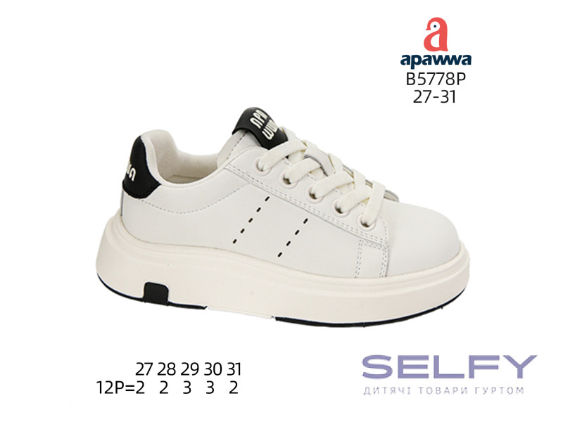 Кроссовки детские Apawwa B5778P white-black 27-31, Фото 1