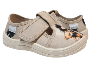 Галя 24-30 бежевая, бежевая подошва, девочка с мишкой