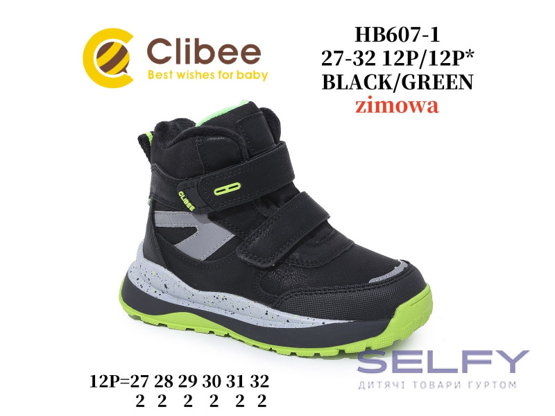 Черевики зимові Clibee HB607 black-green 27-32, Фото 1