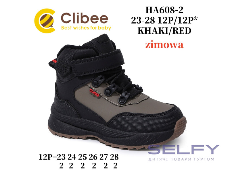 Черевики зимові Clibee HA608-2 khaki-red 23-28, Фото 1