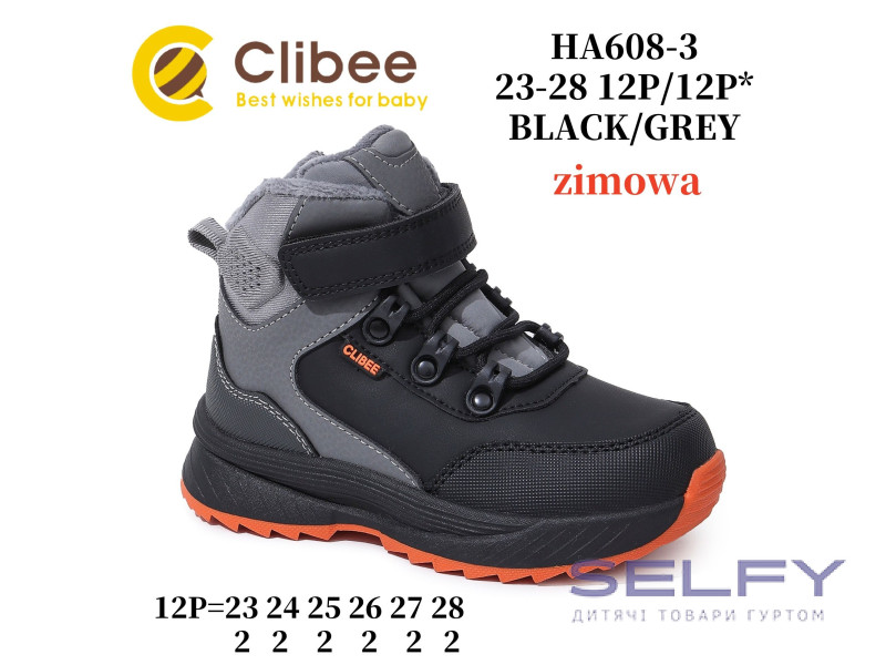 Черевики зимові Clibee HA608-3 black-grey 23-28, Фото 1