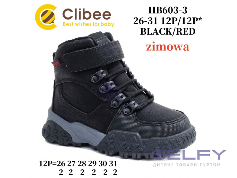 Черевики зимові Clibee HB603-3 black-red 26-31, Фото 1