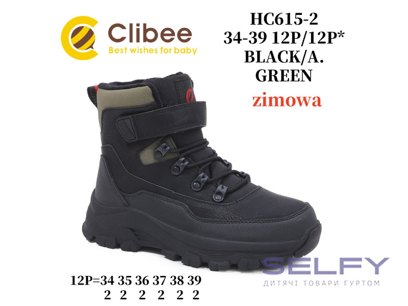 Черевики зимові Clibee HC615 black-a.green 32-37, Фото 1