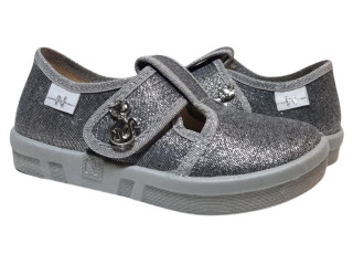 Merry 26-32 сіра, сіра підошва, брошка котик