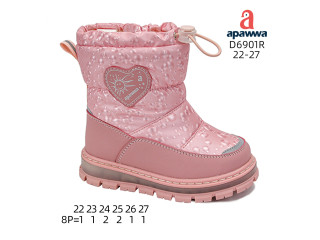 Дутики дитячі Apawwa D6901R pink 22-27 Дутики дитячі Apawwa D6901R pink 22-27