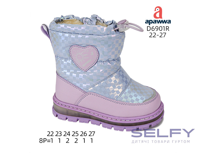 Дутики дитячі Apawwa D6901R purple 22-27, Фото 1