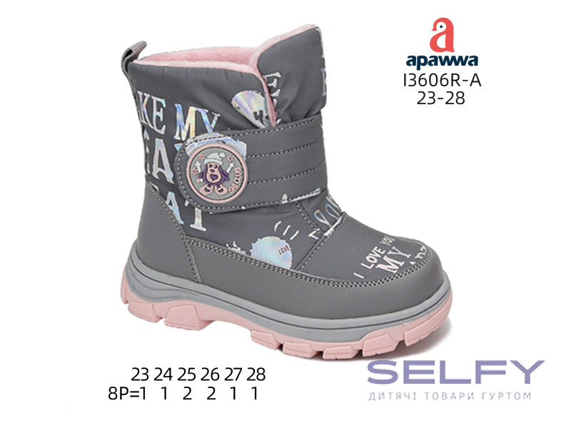 Черевики дитячі Apawwa I3606R-A grey-pink 23-28, Фото 1