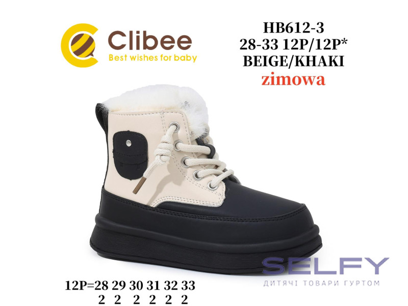 Черевики зимові Clibee HB612-3 beige-black 28-33, Фото 1
