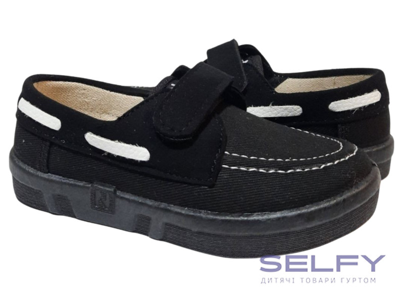 Топсайдер 26-32 чорний, чорна підошва, Фото 1