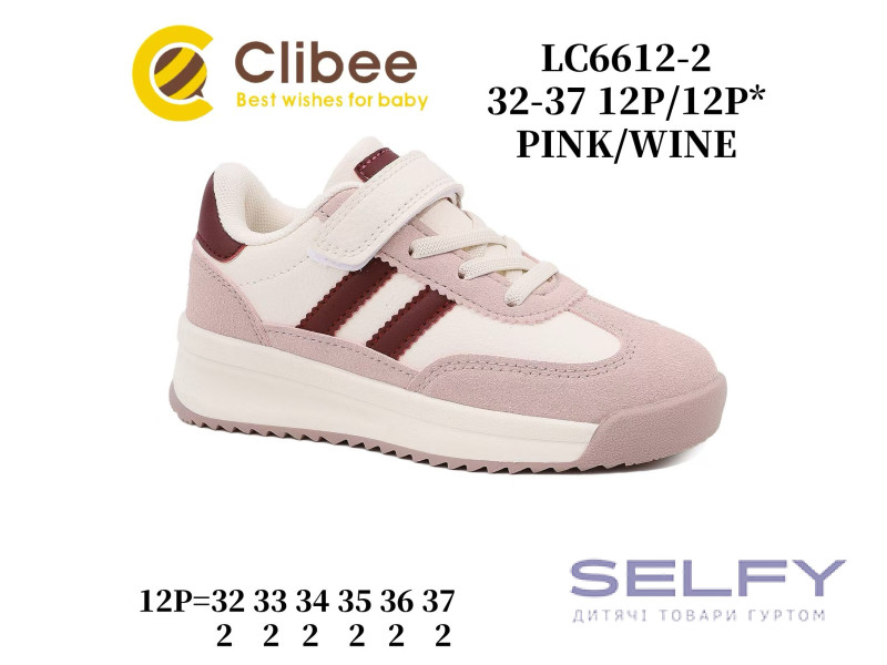 Кросівки дитячі Clibee LC6612-2 pink-wine 32-37 по- розмірно, Фото 1