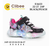 Кросівки дитячі Clibee EA653 black-peach LED 22-27