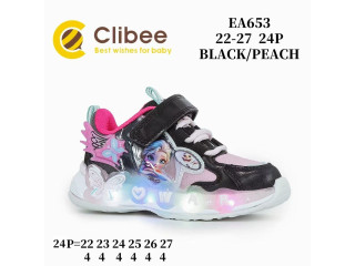 Кросівки дитячі Clibee EA653 black-peach LED 22-27