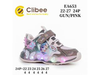 Кросівки дитячі Clibee EA653 gun-pink LED 22-27