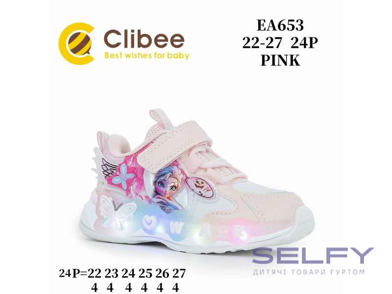 Кросівки дитячі Clibee EA653 pink LED 22-27, Фото 1