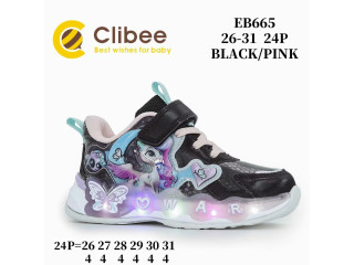 Кроссовки детские Clibee EB665 black-pink LED 26-31