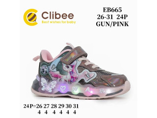 Кроссовки детские Clibee EB665 gun-pink LED 26-31