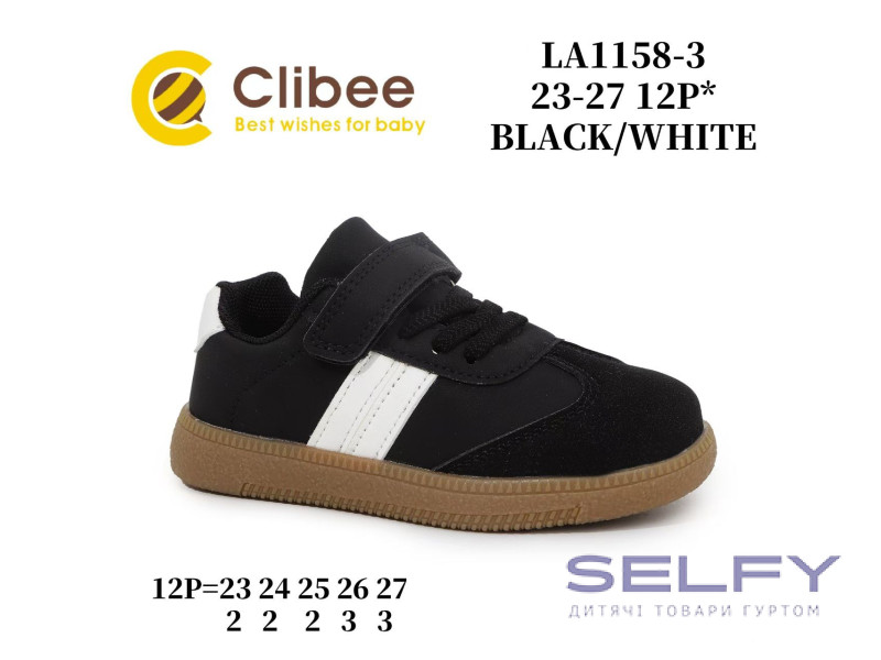 Кроссовки детские Clibee LA1158-3 black-white 23-27, Фото 1