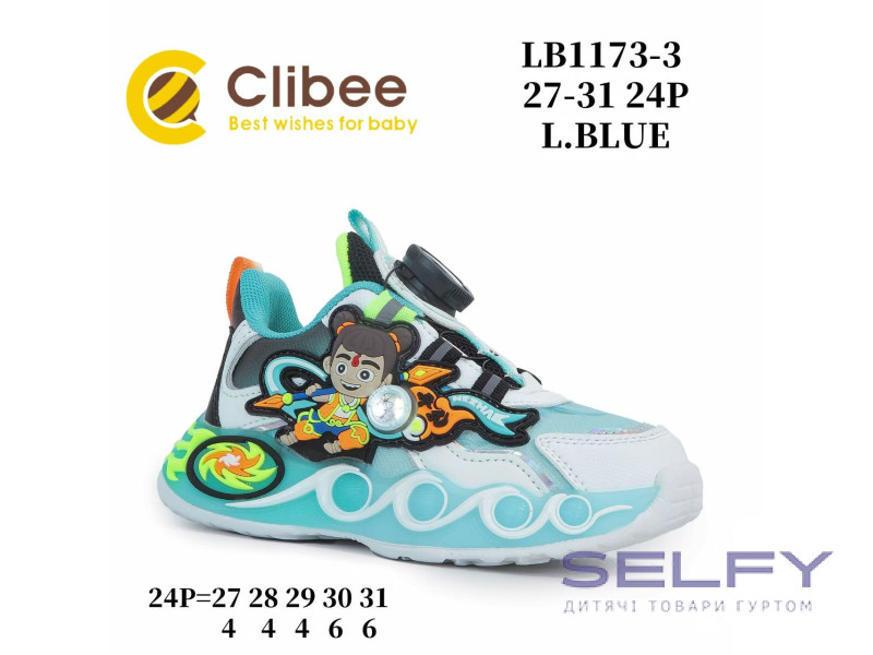 Кроссовки детские Clibee LB1173-3 l.blue LED 27-31, Фото 1