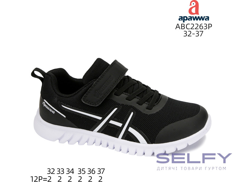 Кросівки дитячі Apawwa ABC2263P black-white 32-37, Фото 1