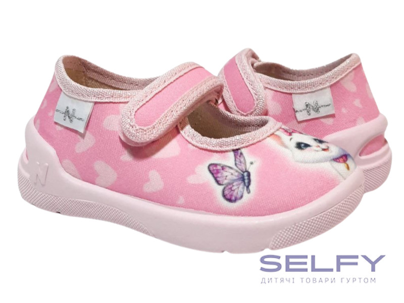 Ketty 20-25 рожева, рожева підошва, котик з метеликом, Фото 1