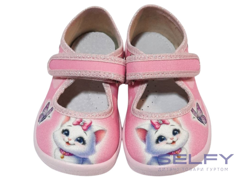 Ketty 20-25 рожева, рожева підошва, котик з метеликом, Фото 3