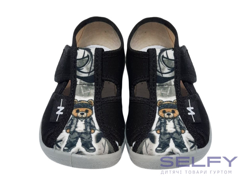 Pitter 21-25 чорний, сіра підошва, ведмедик, Фото 3 Pitter 21-25 чорний, сіра підошва, ведмедик, Фото 3