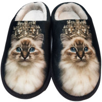 Тапочки N3 Memory Waldi Home 30-37 чорні, королева-котик