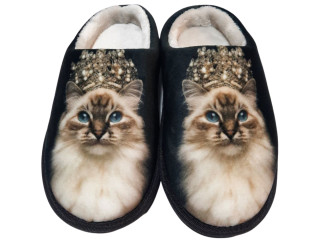 Тапочки N3 Memory Waldi Home 30-37 чорні, королева-котик